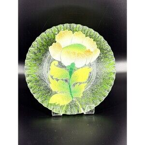 Vintage Sydenstricker Fused Art Glass 8" Floral - With Sticker